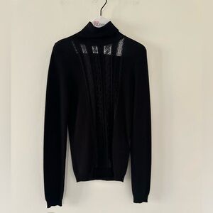 Red Valentino Virgin Wool Turtleneck Sweater Black  Sweater with Lace Detail